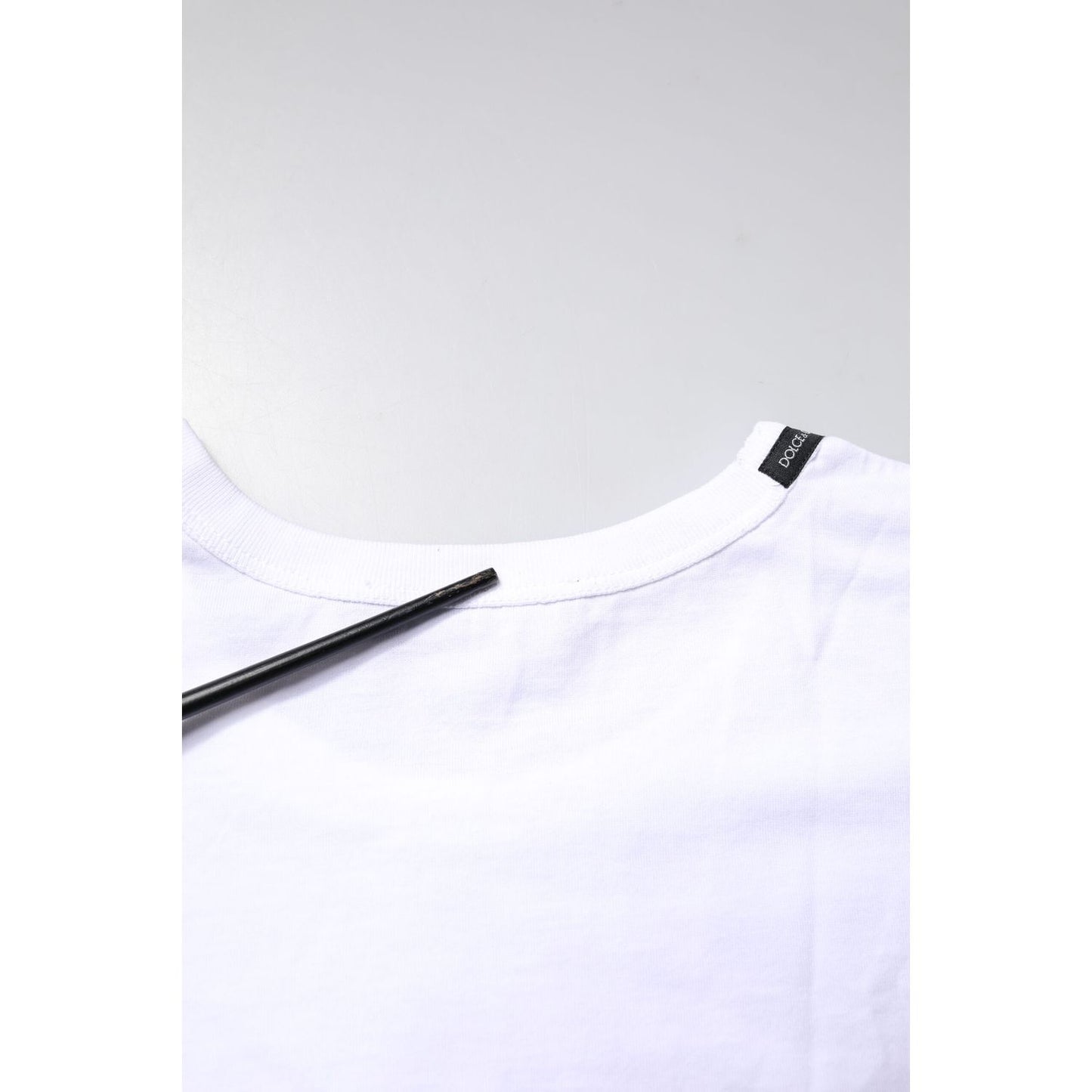 Dolce & Gabbana White Cotton Crew Neck Cropped Top T-shirt