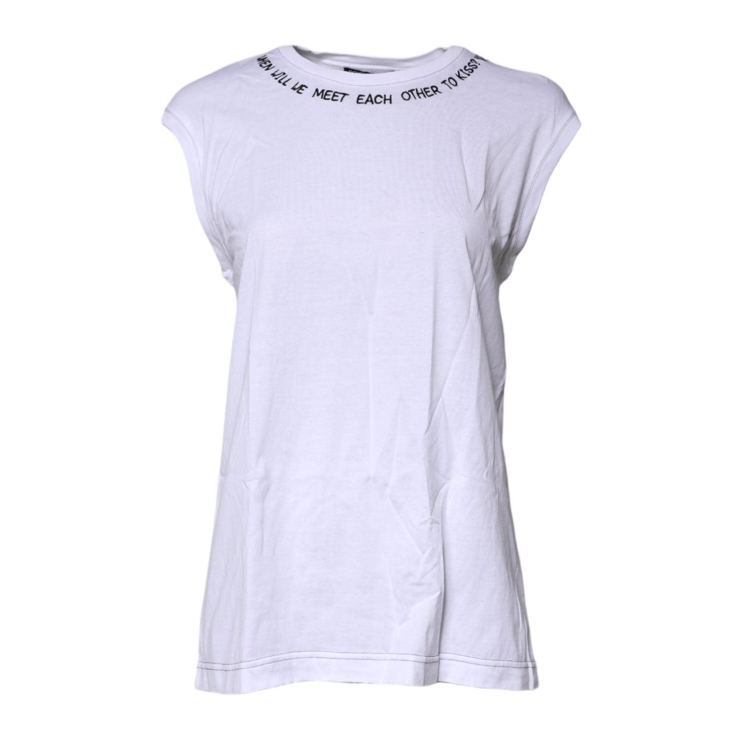 Dolce & Gabbana White Cotton Sleeveless Printed Tank T-shirt