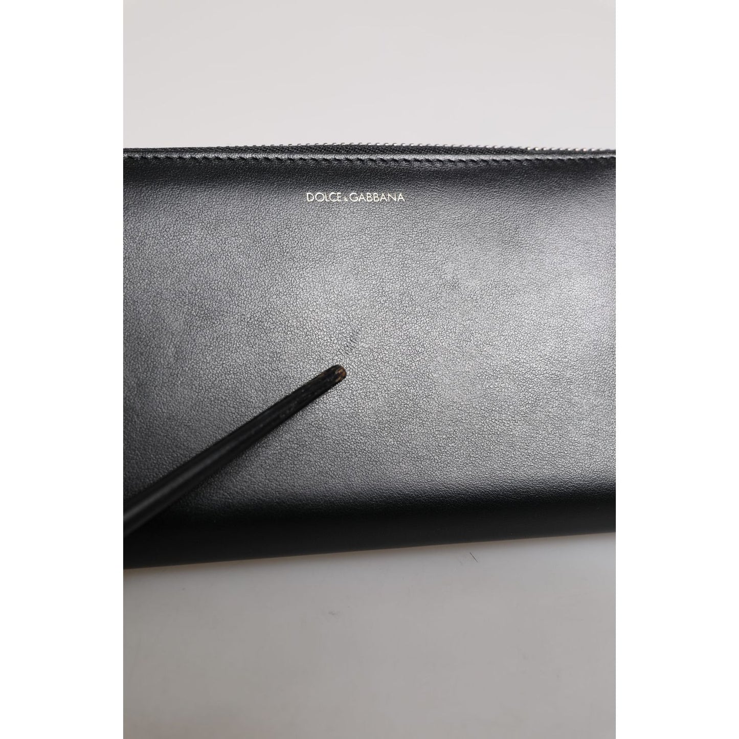 Dolce & Gabbana Black Blue Exotic Leather Embossed Continental Wallet