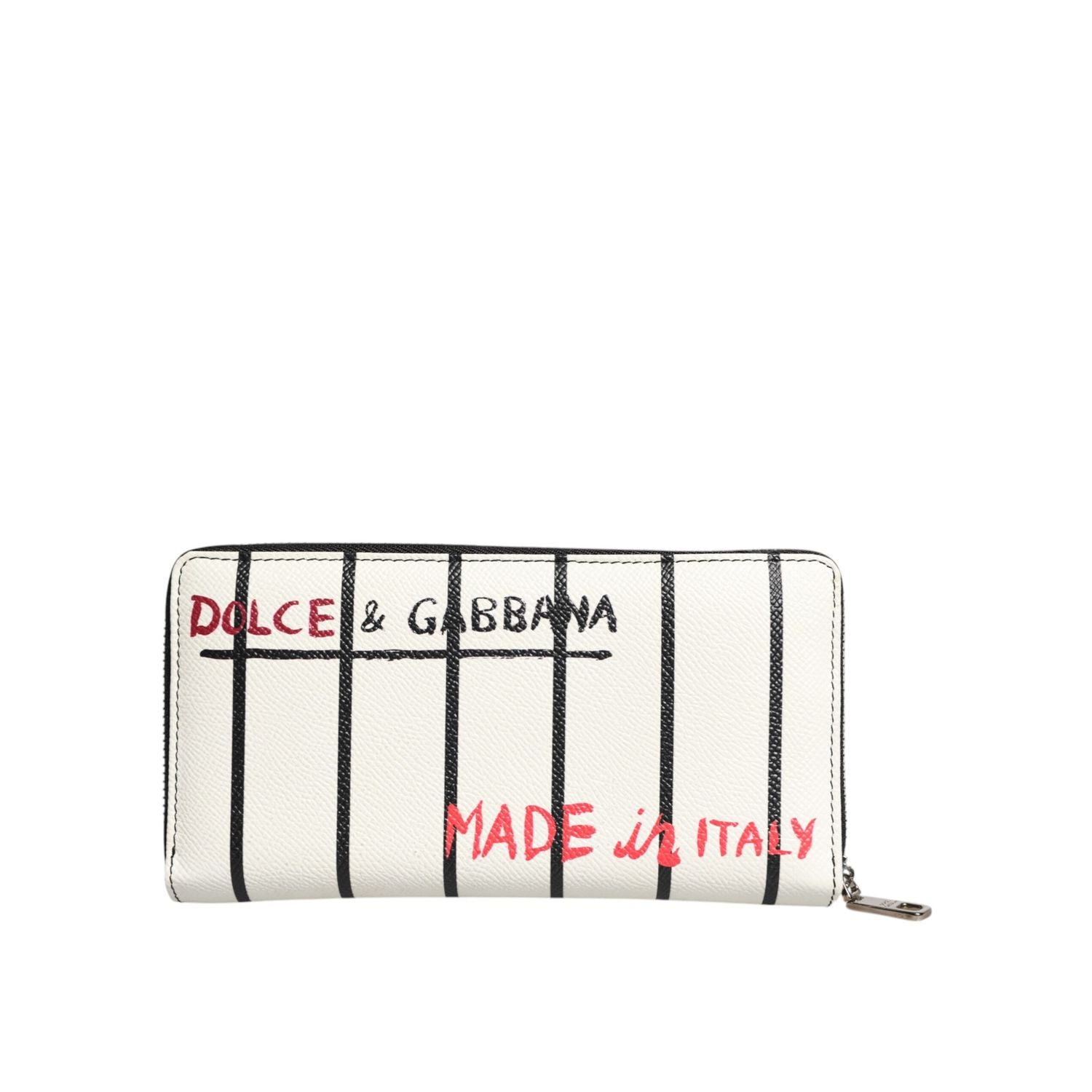 Dolce & Gabbana White Leather DG Crown Royals Continental Zip Around Wallet