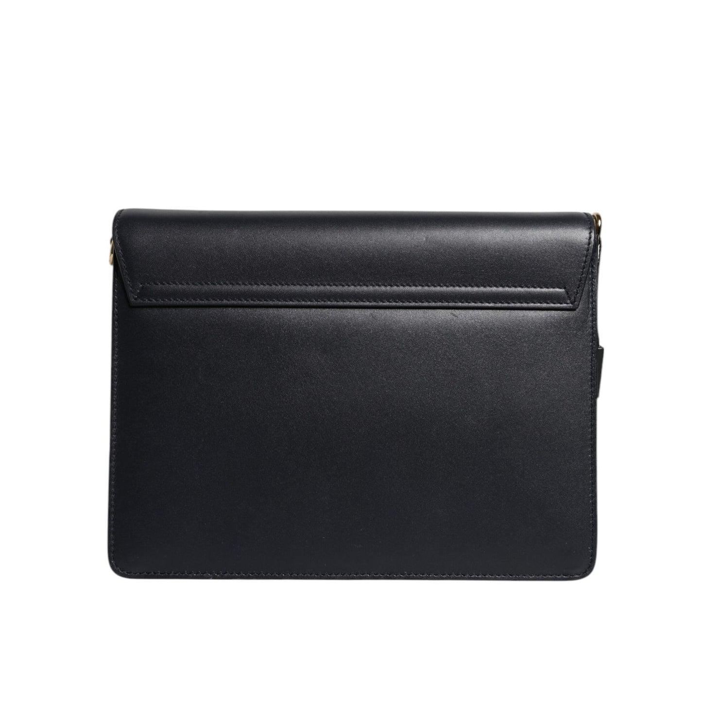 Dolce & Gabbana Black Leather Logo Gold Crossbody Purse Bag