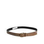 Dolce & Gabbana Brown Leather Classic Metal Logo Buckle Belt