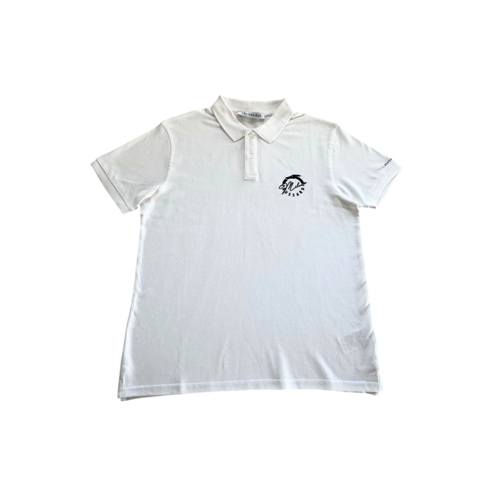 Trussardi Beachwear White Cotton Men Polo Shirt