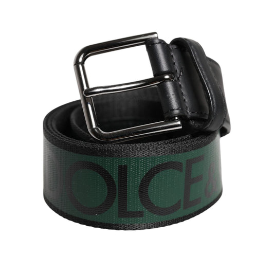 Dolce & Gabbana Green Black Classic Metal Logo Buckle Belt BEL9341-90
