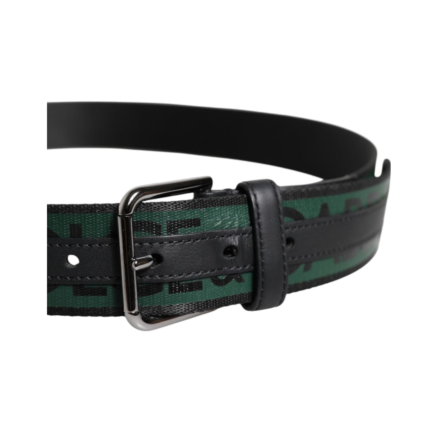 Dolce & Gabbana Green Black Classic Metal Logo Buckle Belt