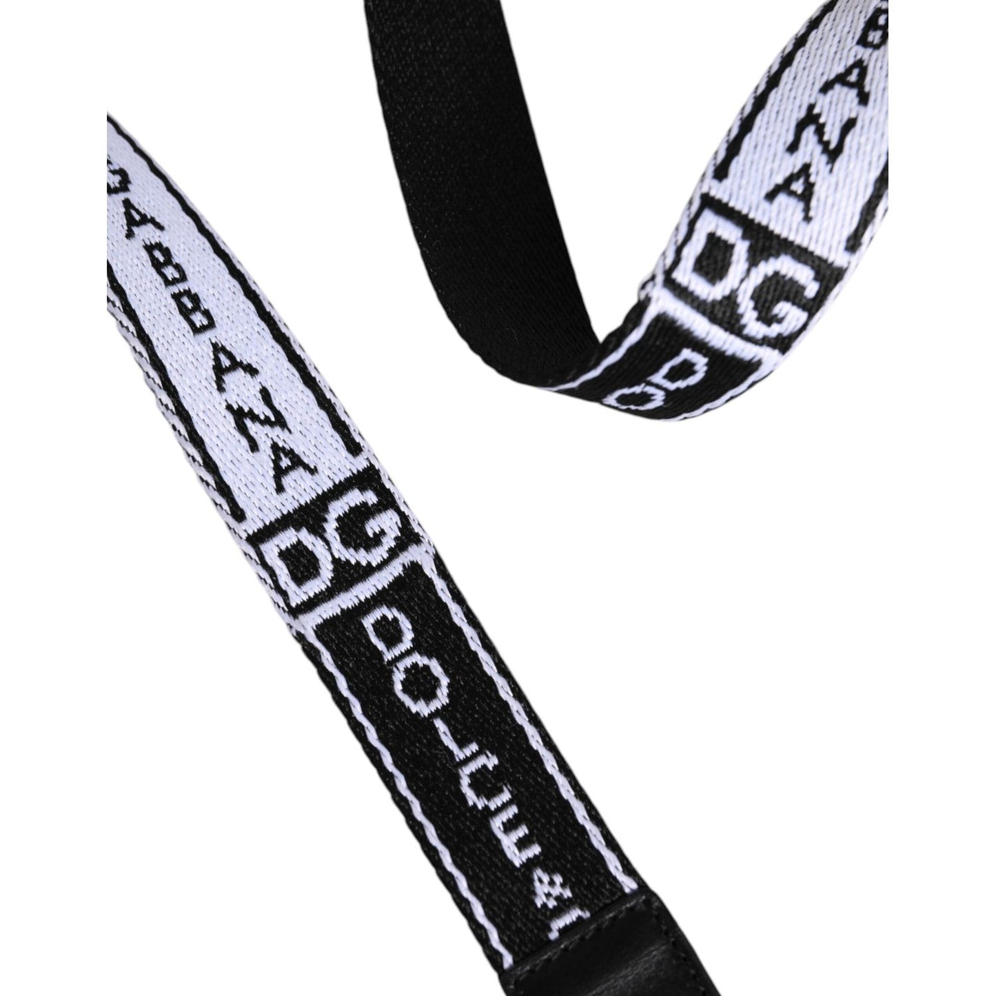 Dolce & Gabbana Black White Printed Metal Logo Buckle Belt