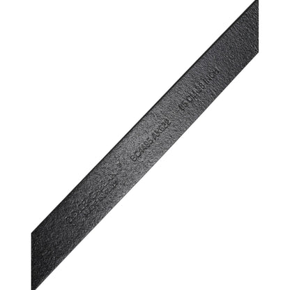 Dolce & Gabbana Black Calfskin Classic Metal Logo Buckle Belt