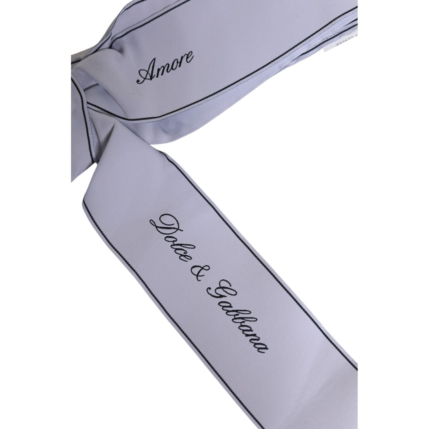Dolce & Gabbana White Waist Ribbon Wide Bow Logo Belt
