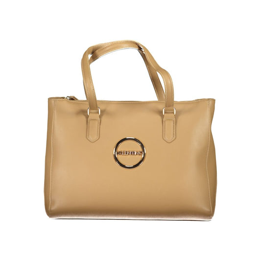Mario Valentino Beige Polyethylene Women Handbag with logo and structured design