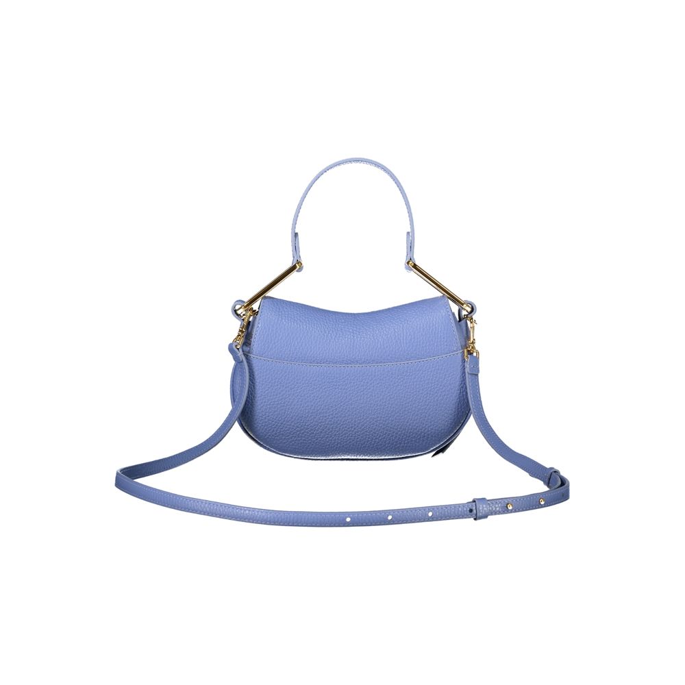 Coccinelle Light Blue Leather Women Handbag with adjustable strap and twist closure, perfect for stylish versatility and organization.