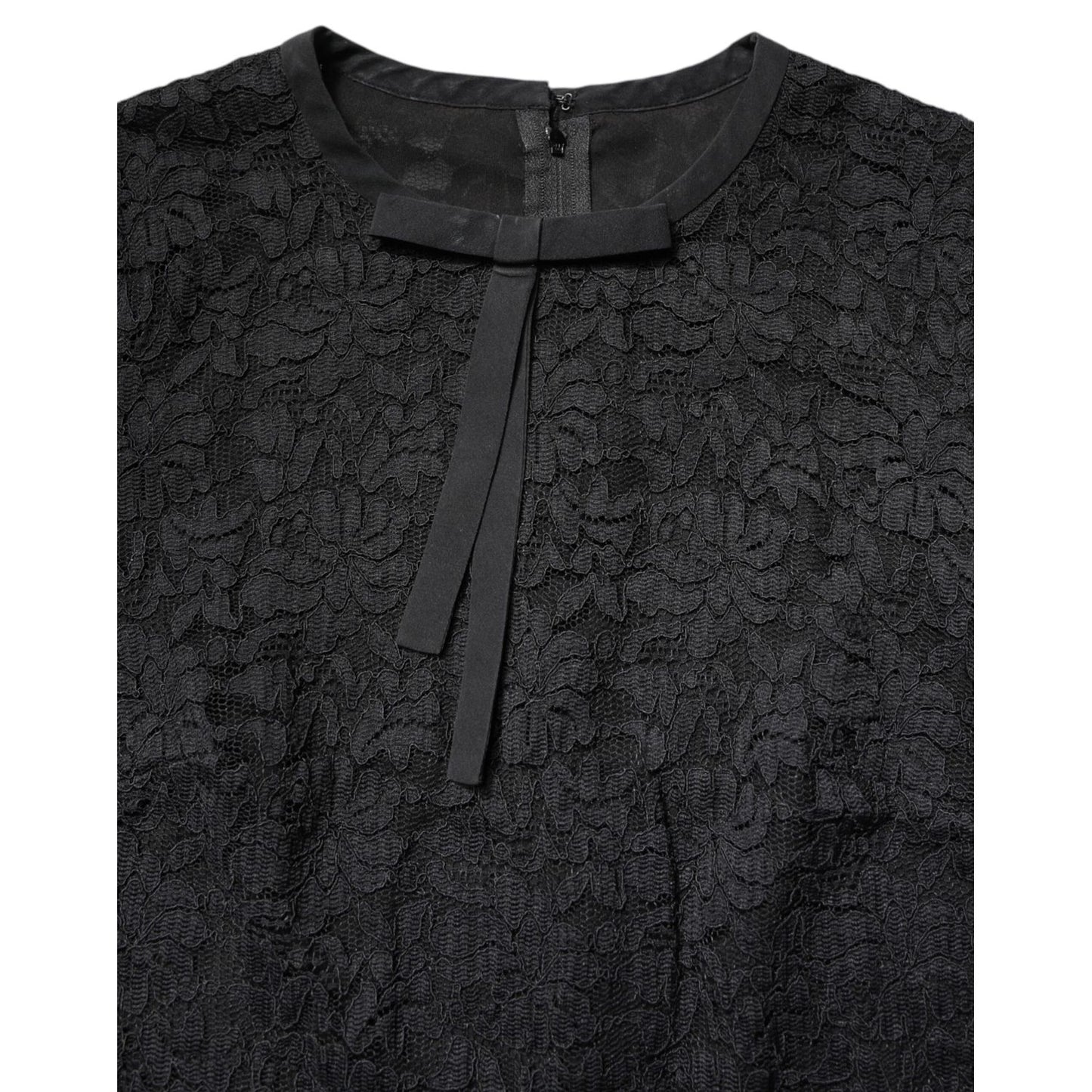 Dolce & Gabbana Black Lace STAFF Crew Neck Long Sleeves Top