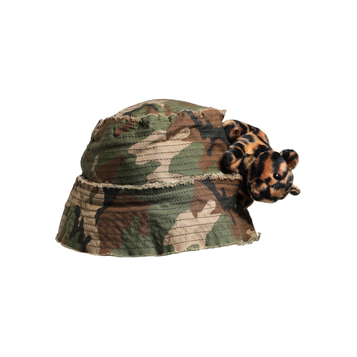 Dolce & Gabbana Multicolor Leopard Embellish Wide Brim Bucket Hat