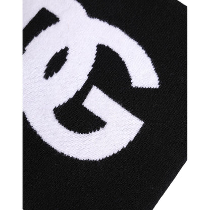 Dolce & Gabbana Black White Logo Print Knitted Neck Warmer Scarf