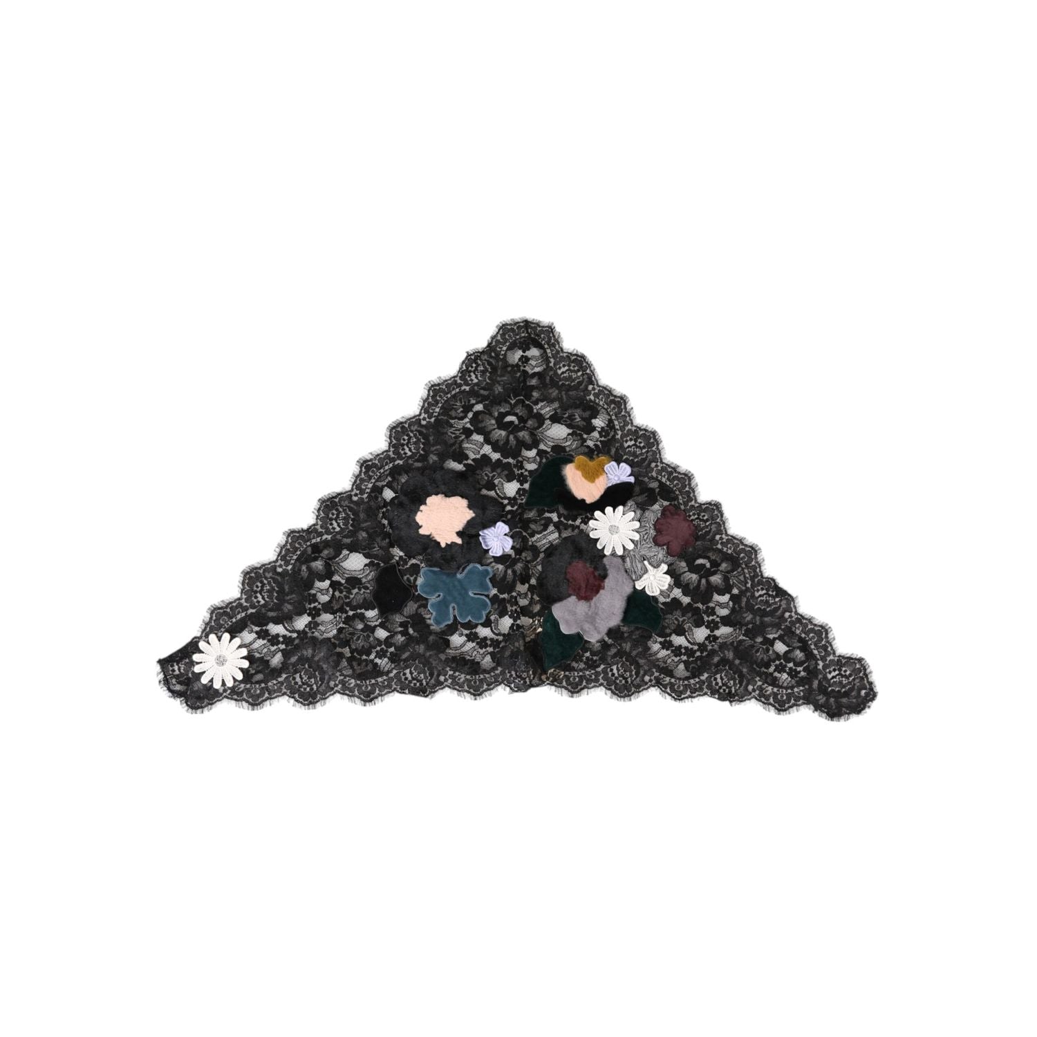 Dolce & Gabbana Black Lace Floral Applique Cotton Veil Hat