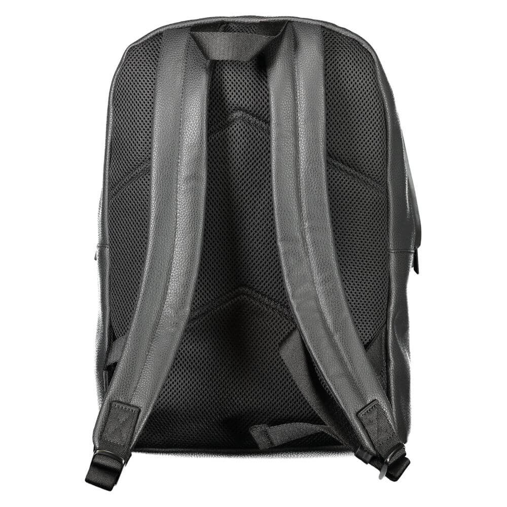 Calvin Klein Black Polyester Men Backpack rear view showing adjustable shoulder straps