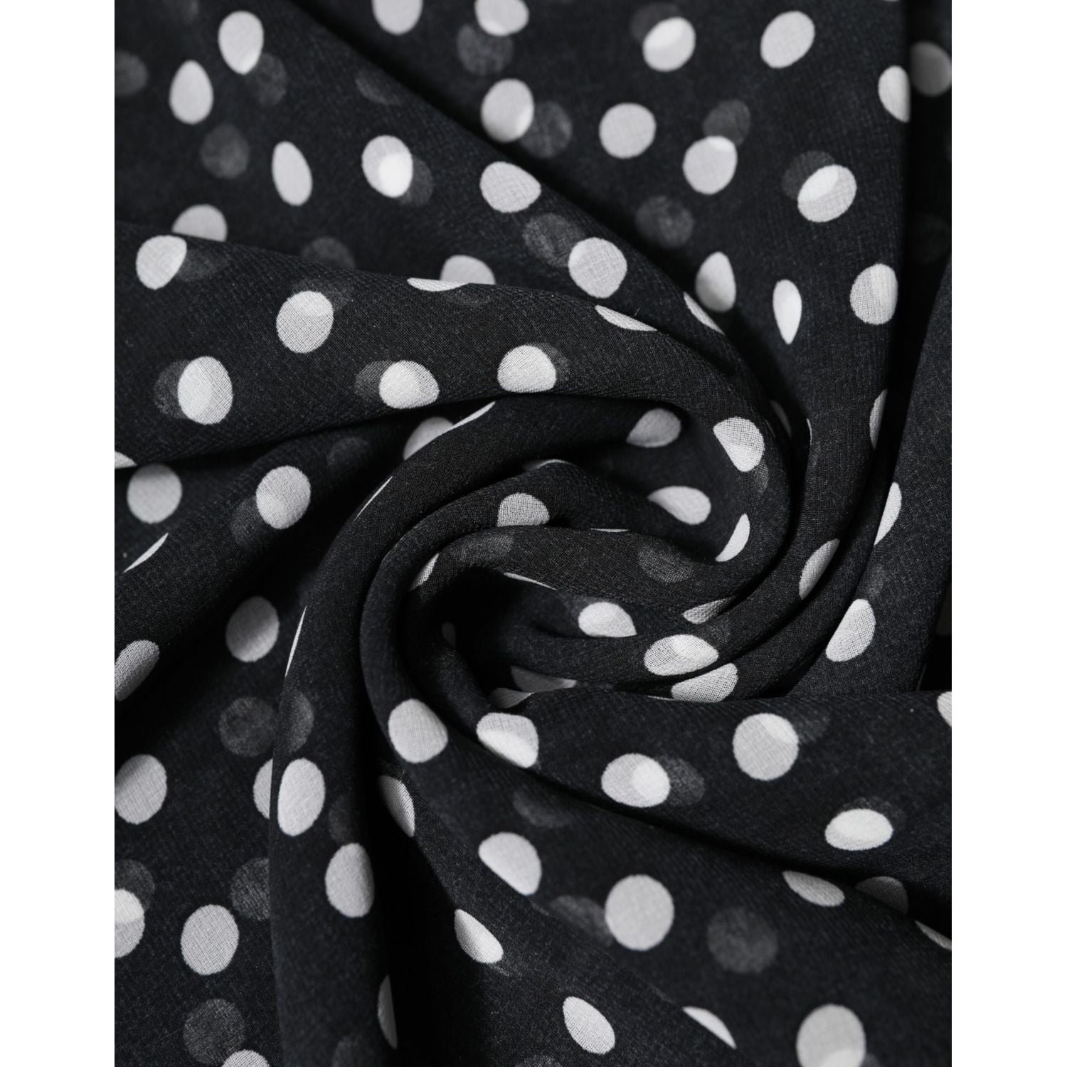 Dolce & Gabbana Black Polka Dots Polyester Wrap Shawl Scarf