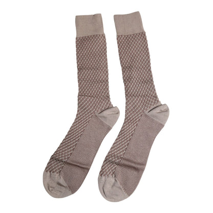 Dolce & Gabbana Brown Solid DG Logo Mid Calf Men Socks