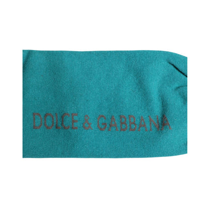 Dolce & Gabbana Green Gray Stretch DG Logo Mid Calf Socks