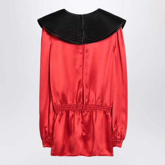 Valentino Red silk blouse with black collar 6B0AEAM17S9/Q_VALE-DUT_102