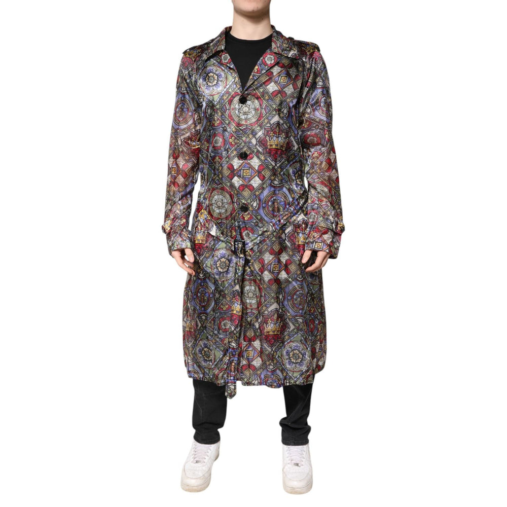 Dolce & Gabbana Multicolor Royal Bee Crown Trench Coat Jacket JKT3795-48