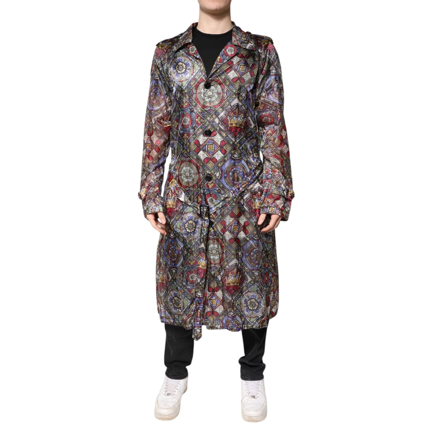 Dolce & Gabbana Multicolor Royal Bee Crown Trench Coat Jacket JKT3795-48