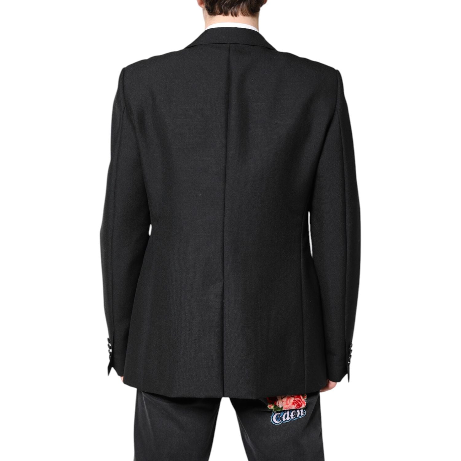 Dolce & Gabbana Black Wool Single Breasted Coat Blazer