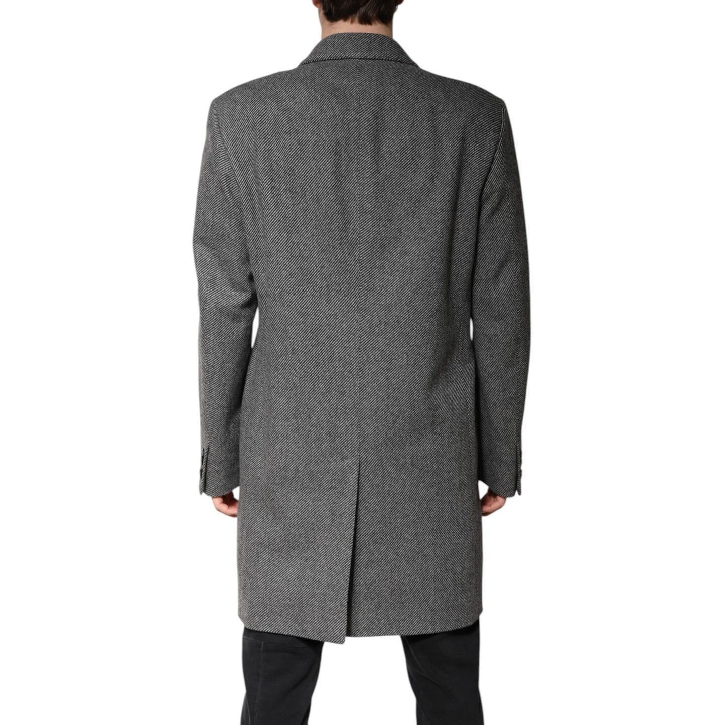 Dolce & Gabbana Gray Wool Single Breasted Trench Coat Jacket