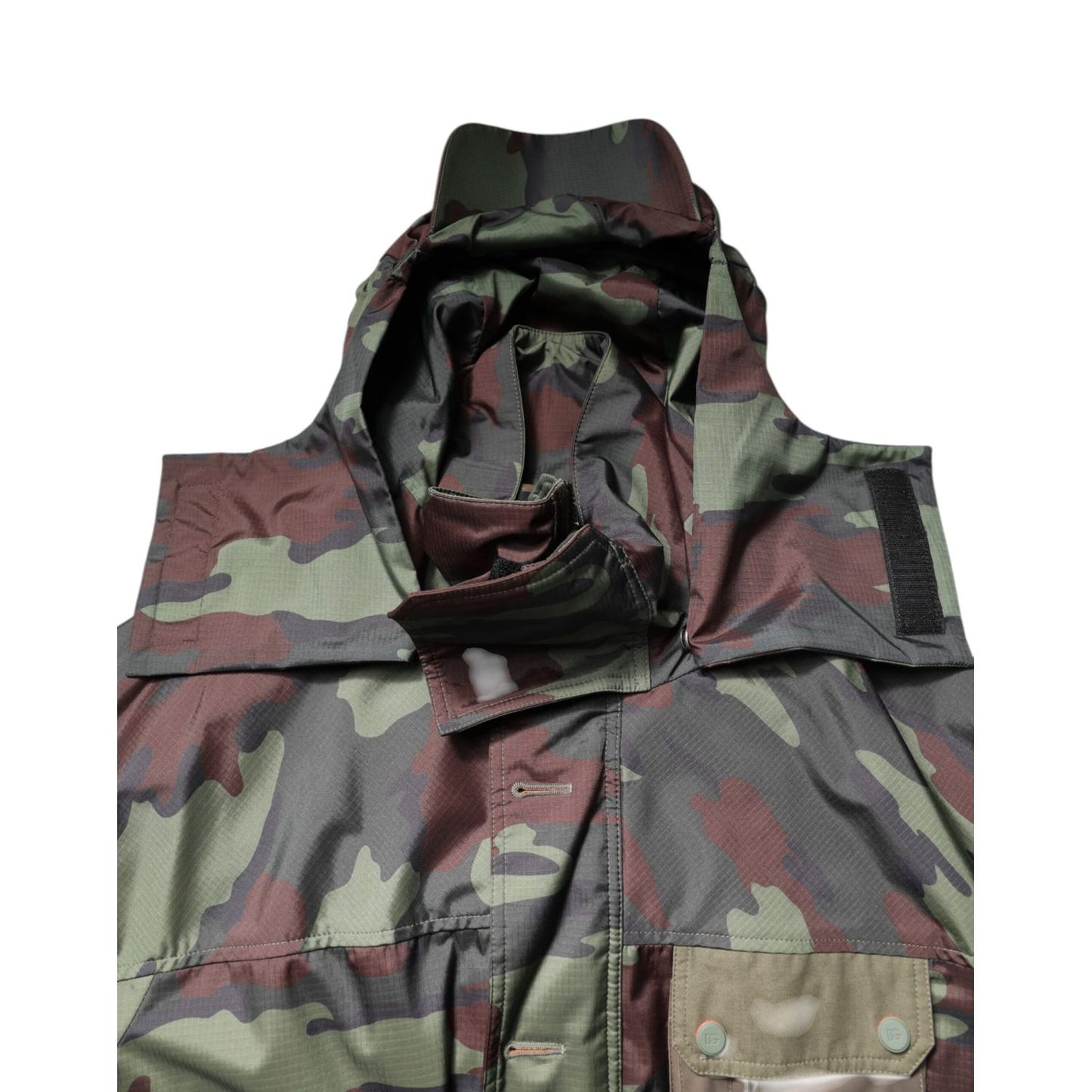 Dolce & Gabbana Multicolor Camouflage Button Hooded Jacket