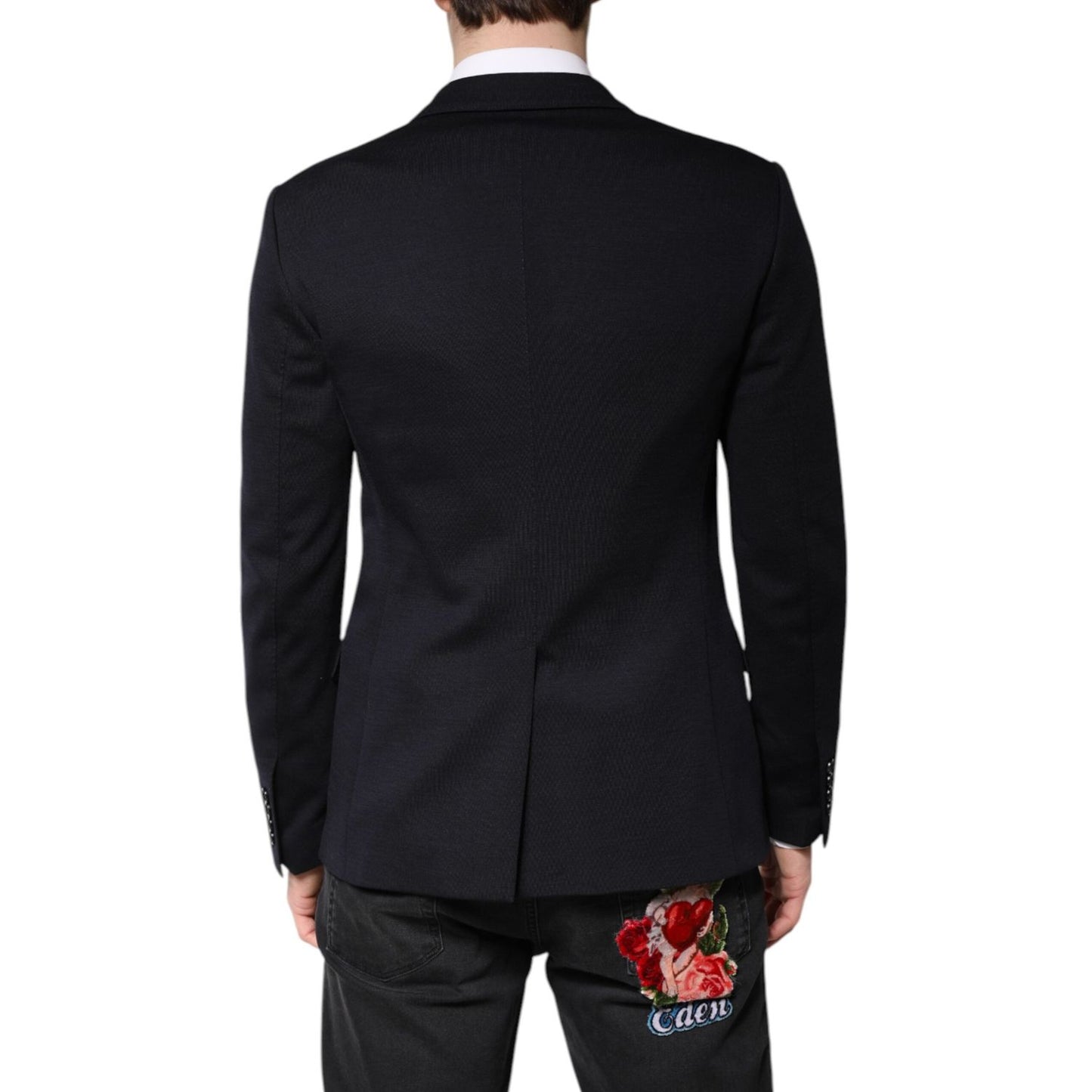 Dolce & Gabbana Black Wool Single Breasted Coat Suit Blazer JKT41381-48