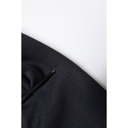 Dolce & Gabbana Dark Blue Wool Single Breasted Coat Suit Blazer