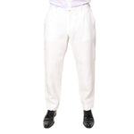 Dolce & Gabbana White Linen Mid Waist Men Dress Pants PAN76245-54