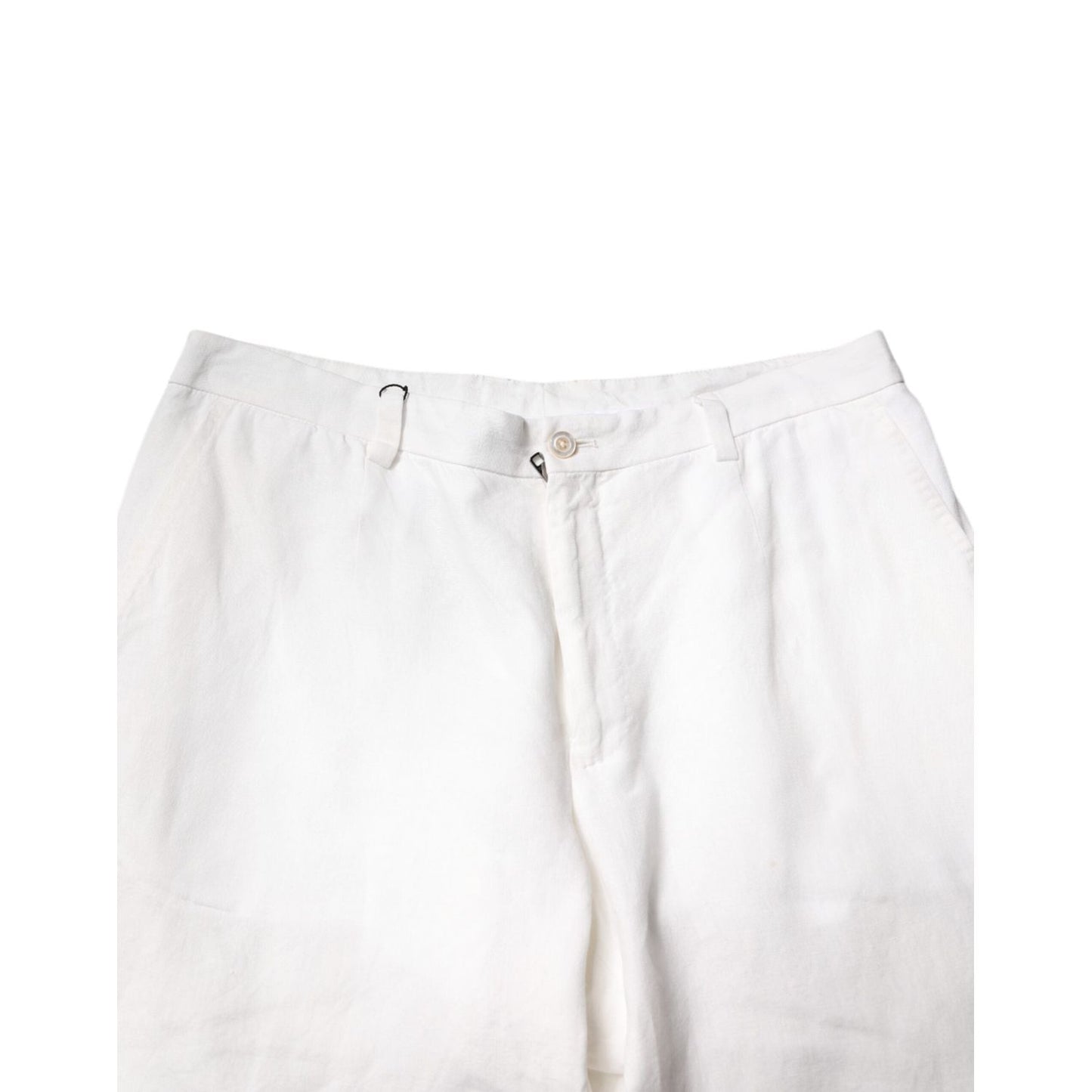 Dolce & Gabbana White Linen Mid Waist Men Dress Pants PAN76245-54
