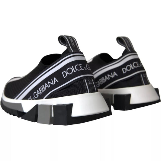Dolce & Gabbana Black White Slip On Sorrento Sneakers Shoes LA10685-35