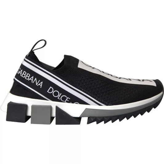 Dolce & Gabbana Black White Slip On Sorrento Sneakers Shoes LA10685-35