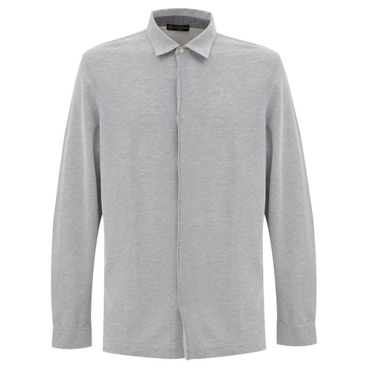 Corneliani Gray Cotton Dress Shirt