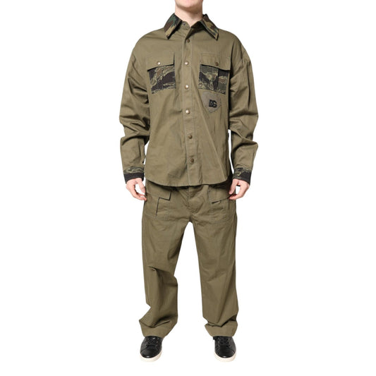 Dolce & Gabbana Brown Cotton Stretch Shirt Pants Casual Set PAN75554-52