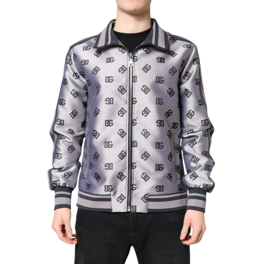 Dolce & Gabbana Gray Logo Monogram Full Zip Bomber Jacket JKT41415-50