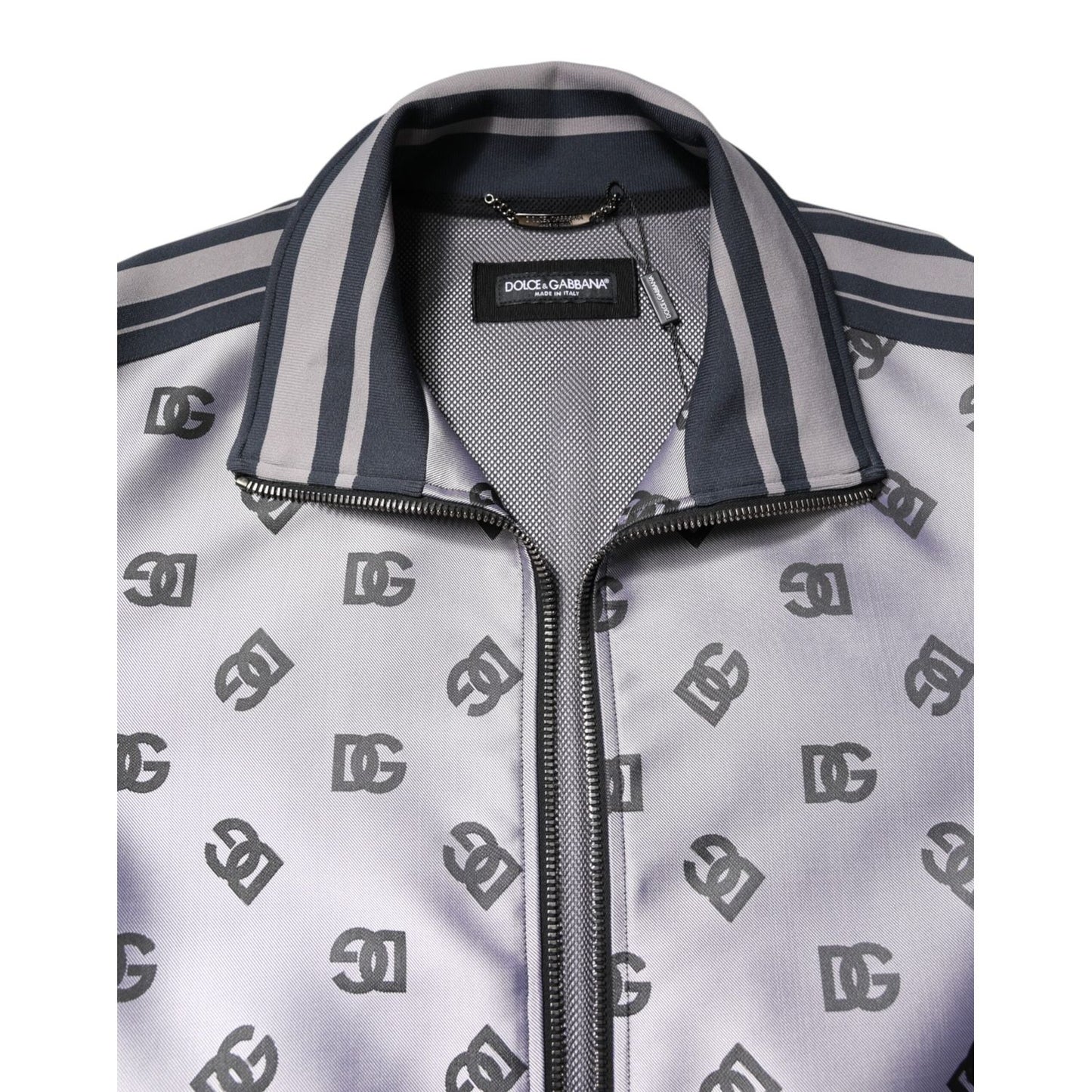 Dolce & Gabbana Gray Logo Monogram Full Zip Bomber Jacket JKT41415-50