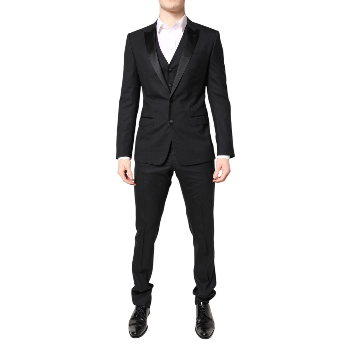 Dolce & Gabbana Black Wool Single Breasted 3 Piece Suit KOS2192-46
