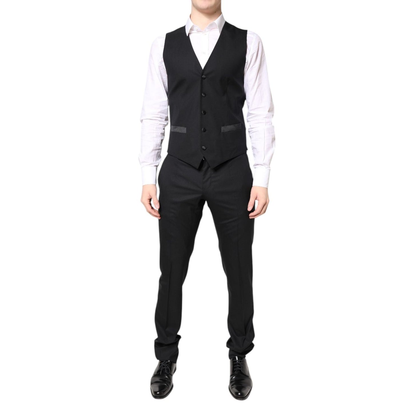 Dolce & Gabbana Black Wool Single Breasted 3 Piece Suit KOS2192-46