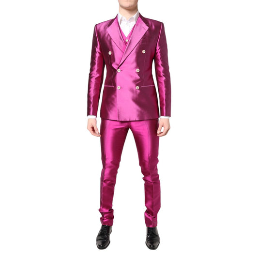 Dolce & Gabbana Pink SICILIA Double Breasted 3 Piece Suit KOS2224-46