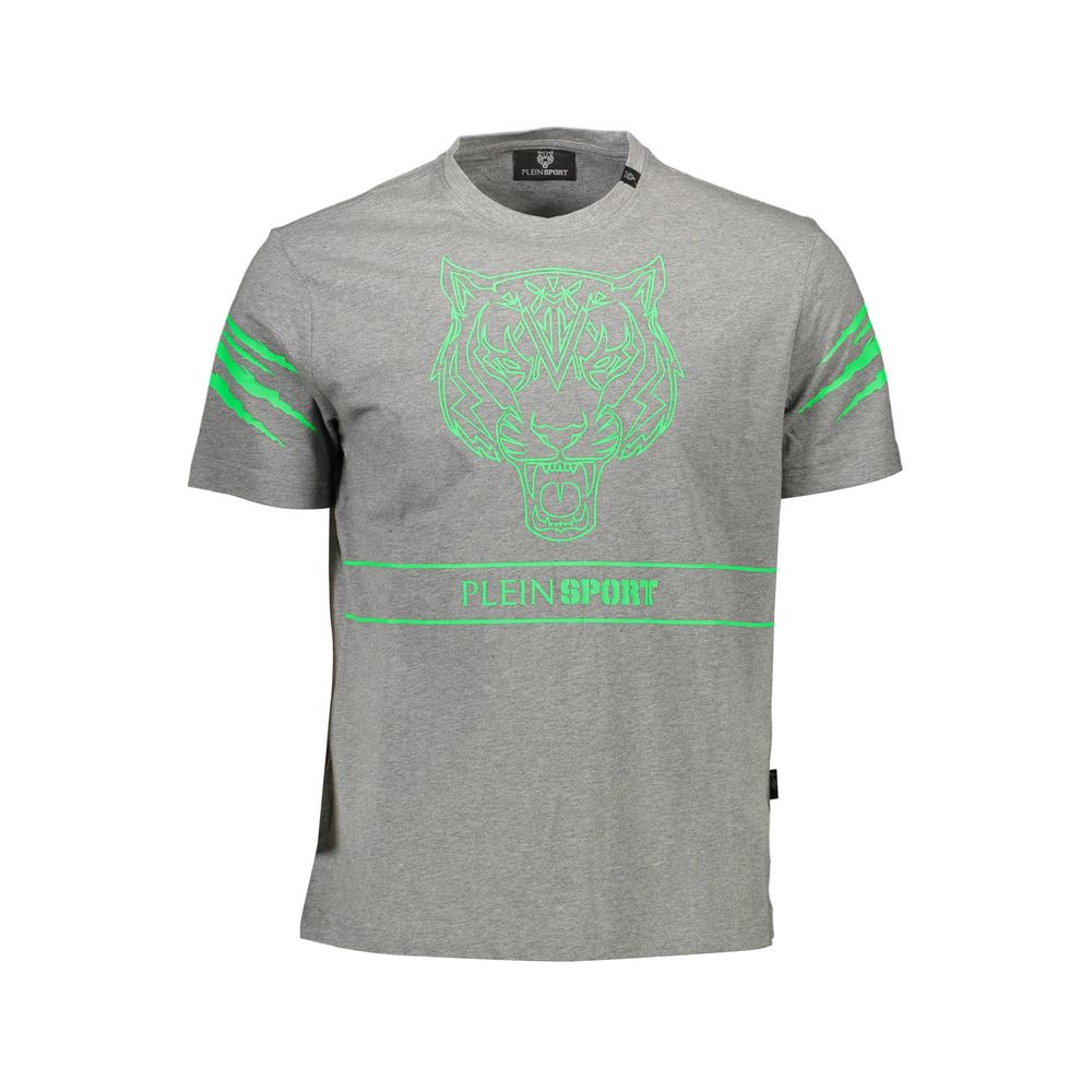 Plein Sport Brown Cotton Men T-Shirt with bold print and logo