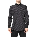 Dolce & Gabbana Black Polka Dot Cotton Formal Dress Shirt TSH87758-42