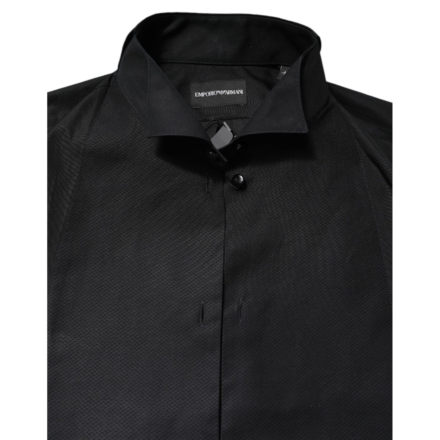 Emporio Armani Black Cotton Long Sleeves Formal Dress Shirt TSH87815-39