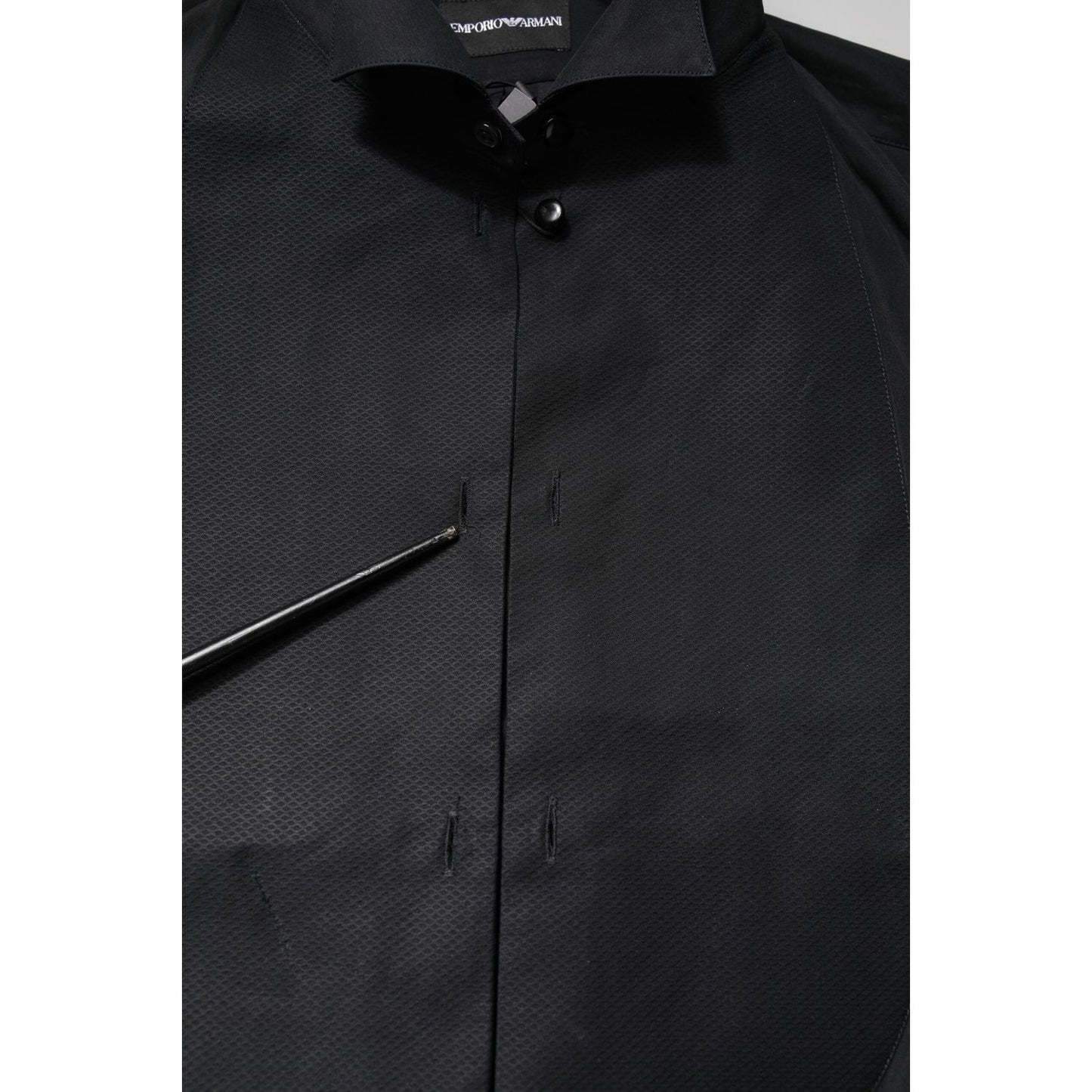 Emporio Armani Black Cotton Long Sleeves Formal Dress Shirt TSH87815-39