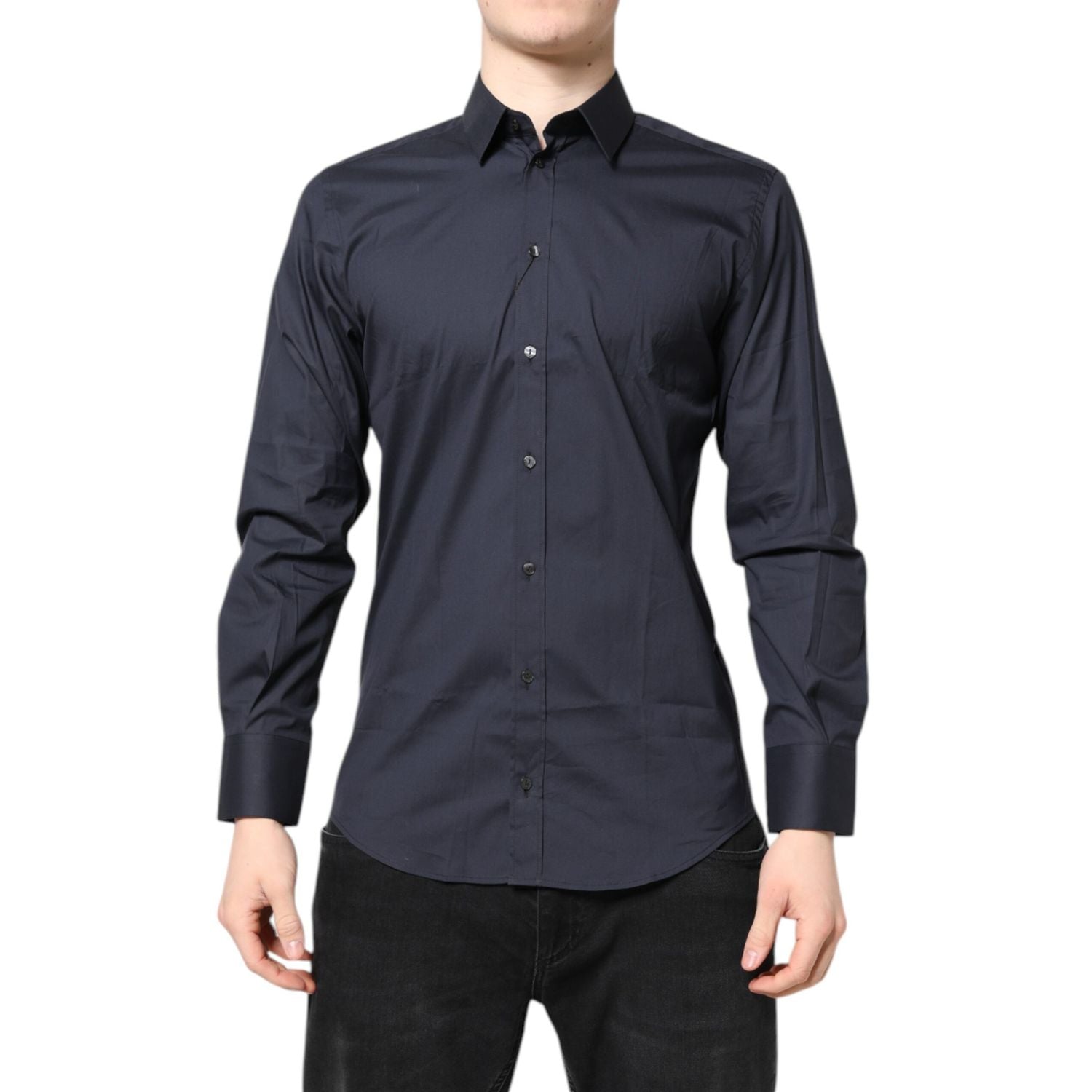 Dolce & Gabbana Dark Blue MARTINI Cotton Dress Formal Shirt