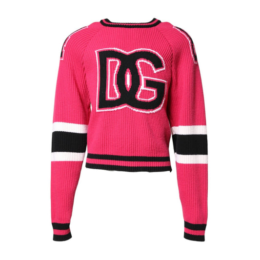 Dolce & Gabbana Pink Cotton Logo Print Knit Pullover Sweater TSH90253-48