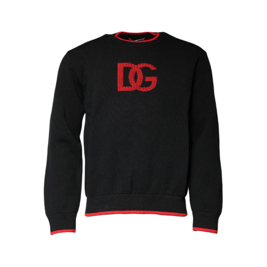 Dolce & Gabbana Black Nylon DGLogo Knit Men Pullover Sweater TSH90263-50