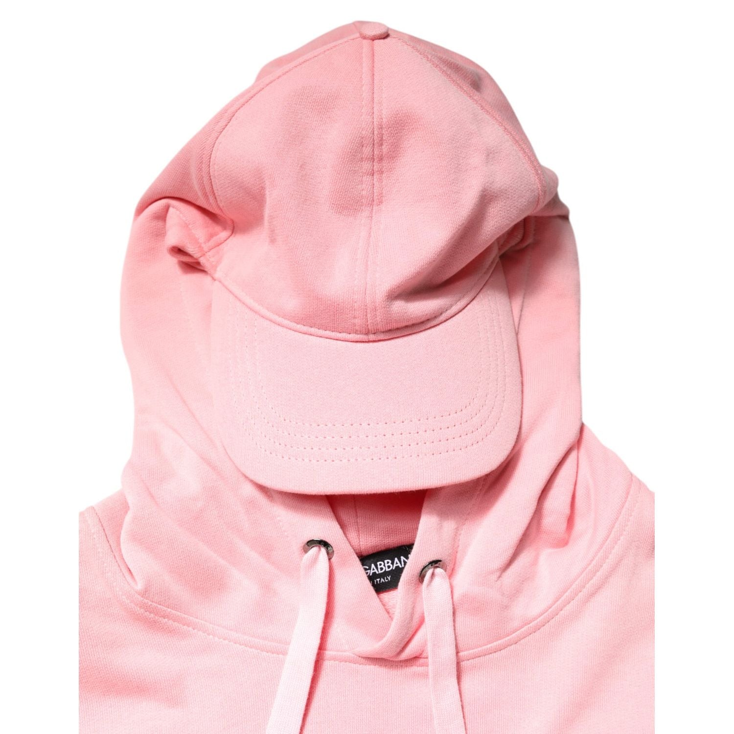 Dolce & Gabbana Pink Cotton Hooded Men Sportswear Vest Sweater