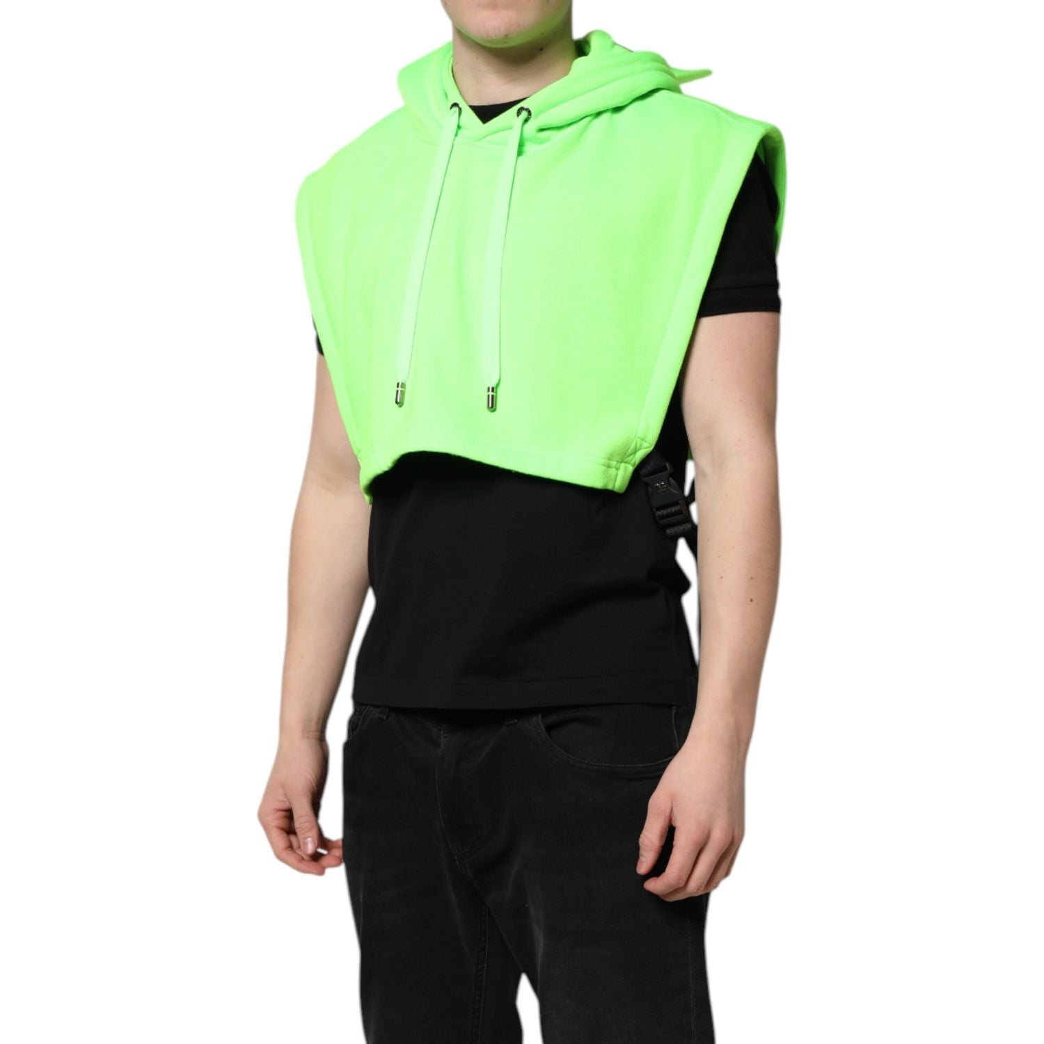 Dolce & Gabbana Green Polyester Hooded Sportswear Vest Sweater